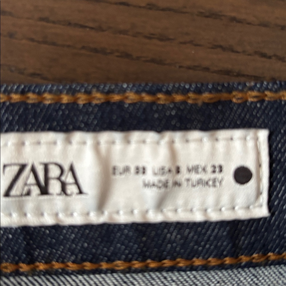 NWT Zara Indigo Dark Wash High Rise Staight Leg Cropped Jeans Sz 6 - Picture 5 of 8